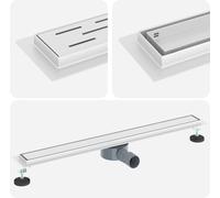 vidaXL Ecoulement de douche 2 en 1 avec siphon 360° Argent 80 cm Acier inoxydable 304