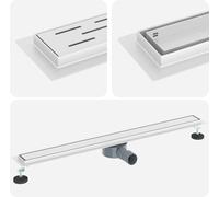 vidaXL Ecoulement de douche 2 en 1 avec siphon 360° argent 90 cm acier inoxydable 304