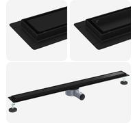 vidaXL Ecoulement de douche 2 en 1 avec siphon 360° noir 100 cm inox 304