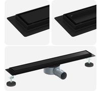 vidaXL Ecoulement de douche 2 en 1 avec siphon 360° noir 60 cm inox 304