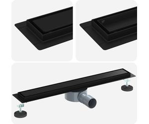 vidaXL Ecoulement de douche 2 en 1 avec siphon 360° noir 60 cm inox 304