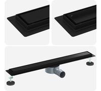 vidaXL Ecoulement de douche 2 en 1 avec siphon 360° noir 70 cm inox 304