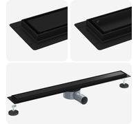 vidaXL Ecoulement de douche 2 en 1 avec siphon 360° noir 80 cm inox 304