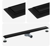 vidaXL Ecoulement de douche 2 en 1 avec siphon 360° noir 90 cm inox 304