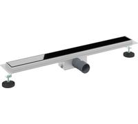 vidaXL Écoulement de douche avec cache en verre noir 70 cm Acier inoxydable 304