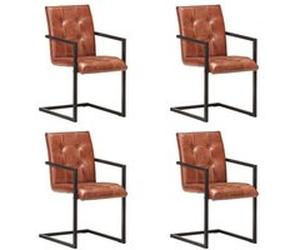 vidaXL Eetkamerstoelen 4 st echt leer bruin3059815 Brun G