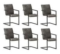 Eetkamerstoelen 6 st echt leer grijs3059808