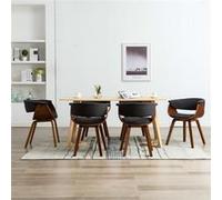 vidaXL Eetkamerstoelen 6 st gebogen hout en stof grijs278729 Gris G