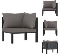 vidaXL Elément d'angle de canapé avec accoudoir gauche Poly rotin Anthracite - Eléments de canapés de jardin