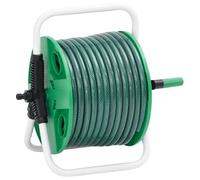 vidaXL Enrouleur de Tuyau Vert sur Pied avec Tuyau de 30 m PVC, Suspension de Tuyau de Jardin, Support de Tuyau d'arrosage, Support de Tuyau autoportant