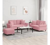 vidaXL Ensemble 3 pcs - Rose velours