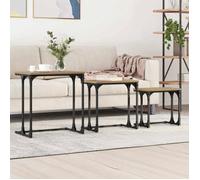 VIDAXL Ensemble 3 tables basses gigognes aspect chêne 50,5 x 35 x 53 cm - style industriel