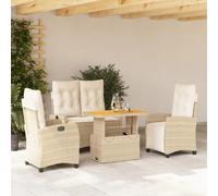 vidaXL Salon de jardin 4 pièces avec coussins Beige Poly Rattan