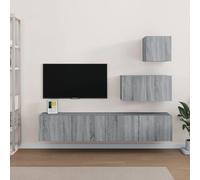 vidaXL Ensemble 4 pcs TV Sonoma gris