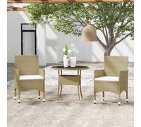 VidaXL Ensemble à déjeuner jardin 3 pcs - Résine tressée - Beige
