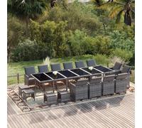 vidaXL Ensemble à dîner de jardin 19 pièces résine tressée gris