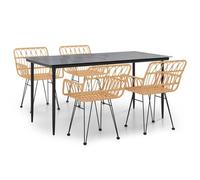 Vidaxl Ensemble À Dîner De Jardin 5 Pcs Résine Tressée