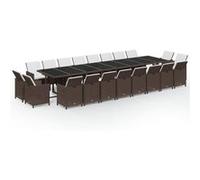 vidaXL Ensemble de jardin 21 pièces avec coussins poly rotin brun
