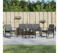 VidaXL Ensemble à dîner jardin 5 pcs - PP rotin - Gris foncé