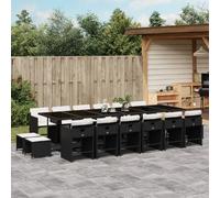 vidaXL Ensemble à manger 17 pcs - Noir résine tressée