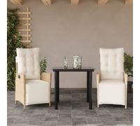 vidaXL Ensemble de jardin 3 pièces avec coussins Beige Poly Rattan