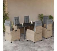 VIDAXL Ensemble à manger 7 pcs - Beige