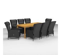 vidaXL Ensemble à manger 9 pcs Gris foncé