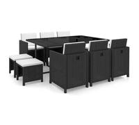 vidaXL Ensemble à manger d’extérieur 11 pcs coussins résine tressée 42523