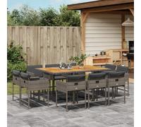 vidaXL Ensemble à manger de jardin 11 pcs - Gris