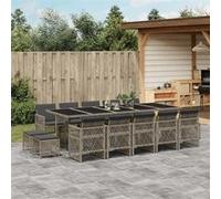 vidaXL Ensemble de jardin 15 pièces Poly rotin avec coussins gris