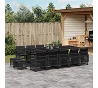 vidaXL Ensemble de jardin 15 pièces avec coussins Noir Poly Rattan