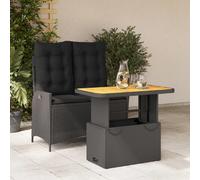 vidaXL Ensemble à manger de jardin 2 pcs noir