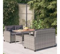 VIDAXL Ensemble à manger de jardin 3 pcs - Gris