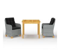 VIDAXL Ensemble à manger de jardin 3 pcs - Gris clair