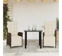vidaXL Ensemble de jardin 3 pièces avec coussins Marron Poly rotin