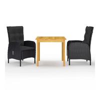 VIDAXL Ensemble à manger de jardin 3 pcs - Noir