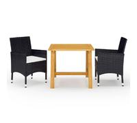 vidaXL Ensemble à manger de jardin 3 pcs - Noir