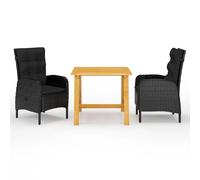 vidaXL Ensemble à manger de jardin 3 pcs - Noir