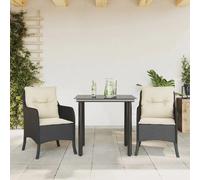 vidaXL Ensemble à manger de jardin 3 pcs - Résine tressée - Noir