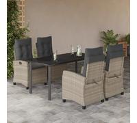 vidaXL Ensemble à manger de jardin 5 pcs avec coussins - Gris clair