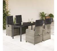 vidaXL Ensemble à manger de jardin 5 pcs avec coussins - Gris Clair Rotin