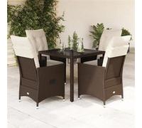 vidaXL Ensemble de jardin 5 pièces avec coussins Marron Poly rotin