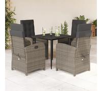 vidaXL Ensemble de jardin 5 pièces avec coussins Gris Poly rotin