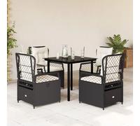 vidaXL Ensemble de jardin 5 pièces avec coussins Poly Rattan Noir