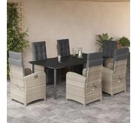 vidaXL Ensemble de jardin 7 pièces avec coussins gris clair Poly rotin