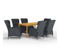 VidaXL Ensemble à manger de jardin 7 pcs - Gris foncé