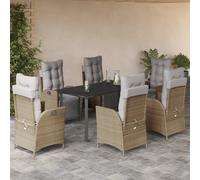vidaXL Ensemble de jardin 7 pièces avec coussins Mélange beige Poly rotin