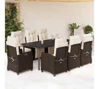 vidaXL Ensemble à manger de jardin 9 pcs - Marron