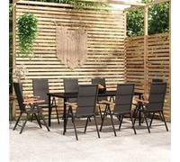 vidaXL Ensemble à manger de jardin 9 pcs Noir Noir G