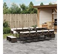 vidaXL Ensemble de jardin 15 pièces avec coussins Marron Poly rotin